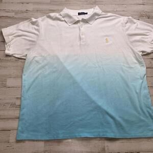 Polo Ralph Lauren White/Blue Polo Mens Dip Dye Ombre Short Sleeve 3XLT